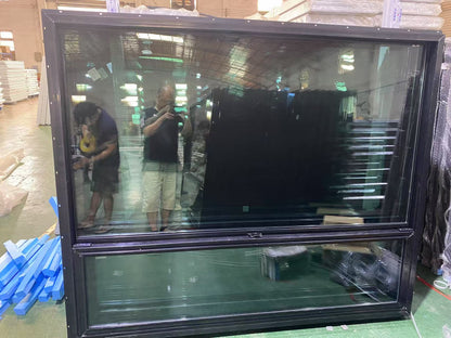 Black Rothnow UPVC vinyl window with integrated fin, measuring 24x36 inches, featuring a sleek window design.