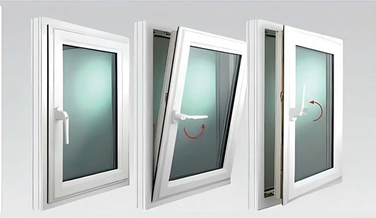 Rothnow UPVC vinyl tilt and turn window in black, with a 24x36 inch frame, showing its sleek design and double-glazed glass.