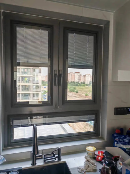 Rothnow UPVC vinyl tilt and turn window in black, 24x36 inches, with open tilt and turn window design, showcasing modern window style