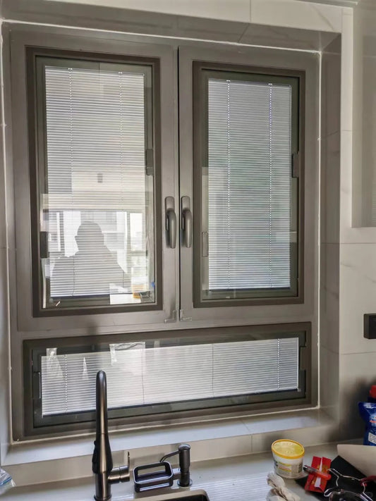 Rothnow UPVC vinyl tilt and turn window in black, 24x36 inches, showing open tilt and turn mechanism and sleek frame design.