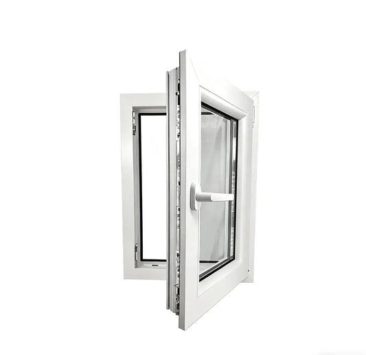 Rothnow UPVC vinyl casement window, black frame, 24x36 inches, with clear glass and sturdy design for residential use.