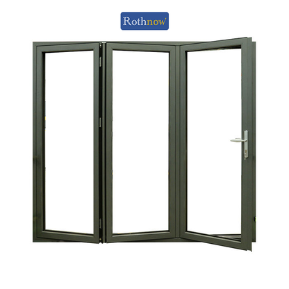 Rothnow® Aluminum Door 75 Series Bifold Door, black finish, with sleek design and sturdy aluminum frame for modern interior or exterior use.