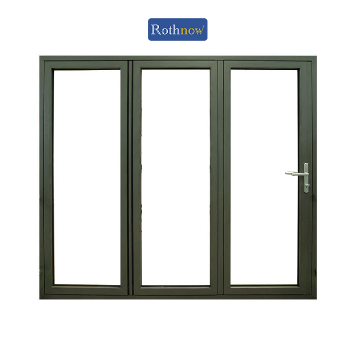 Rothnow® Aluminum Door 75 Series Bifold Door with black finish, 2400mm W x 2300mm H, showcasing modern aluminum construction.