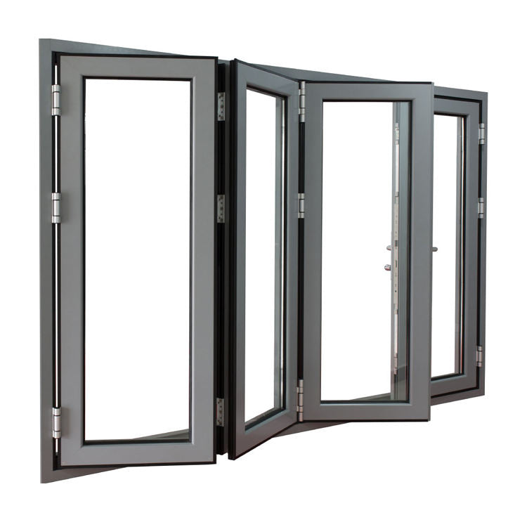 Rothnow® Aluminum 75 Series Bifold Door for balcony, black finish, 2400mm wide by 2300mm high, for outdoor balcony access.