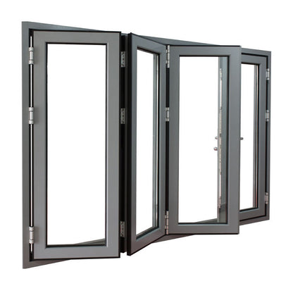 Rothnow® Aluminum 75 Series Bifold Door for balcony, black finish, 2400mm wide by 2300mm high, for outdoor balcony access.