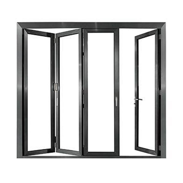 Rothnow® Aluminum Bifold Door for Balcony, 75 Series, black finish, 2400mm wide by 2300mm high, stylish modern door for outdoor balcony access.