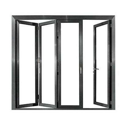 Rothnow® Aluminum Bifold Door for Balcony, 75 Series, black finish, 2400mm wide by 2300mm high, stylish modern door for outdoor balcony access.