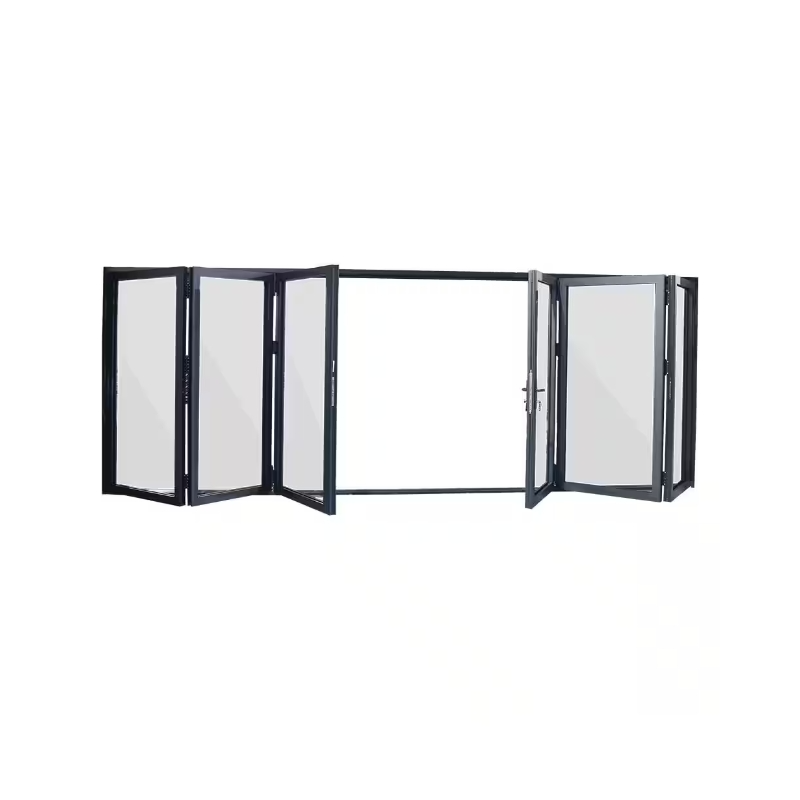 Rothnow® Aluminum 75 Series Bifold Exterior Door in black, with glass panels, measuring 2400mm wide by 2300mm high.