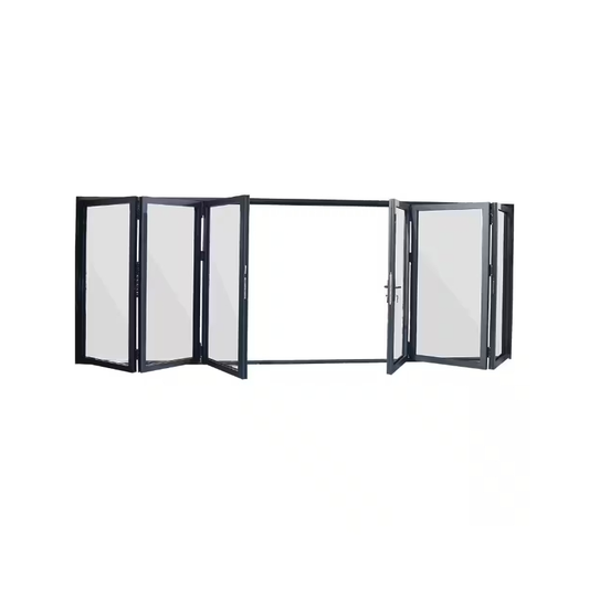 Rothnow® Aluminum 75 Series Bifold Exterior Door in black, with glass panels, measuring 2400mm wide by 2300mm high.