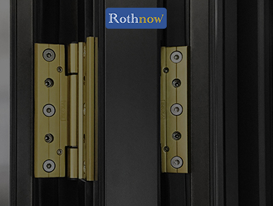 Rothnow® Aluminum Door 75 Series Bifold with wood texture finish, black color, 2400mm W x 2300mm H, modern door design