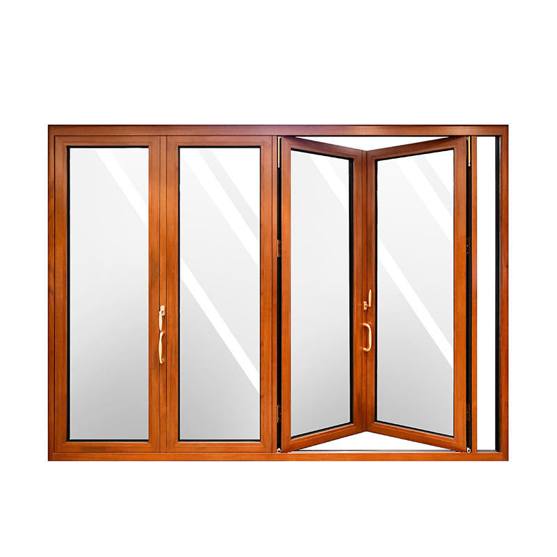 Rothnow® Aluminum Bifold Door 75 Series with wood texture finish, black color, 2400mm wide by 2300mm high, modern interior door.