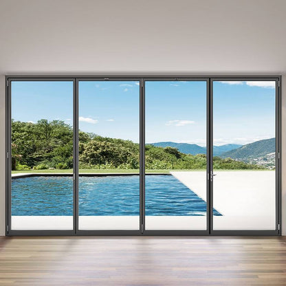 Rothnow® Aluminum Door 75 Series black bifold door with black finish, 2400mm wide and 2300mm high, for interior or exterior use.