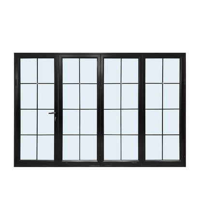 Rothnow Aluminum Door 75 Series French Style Bifold door with black finish, 2400mm wide by 2300mm high, showcasing modern design