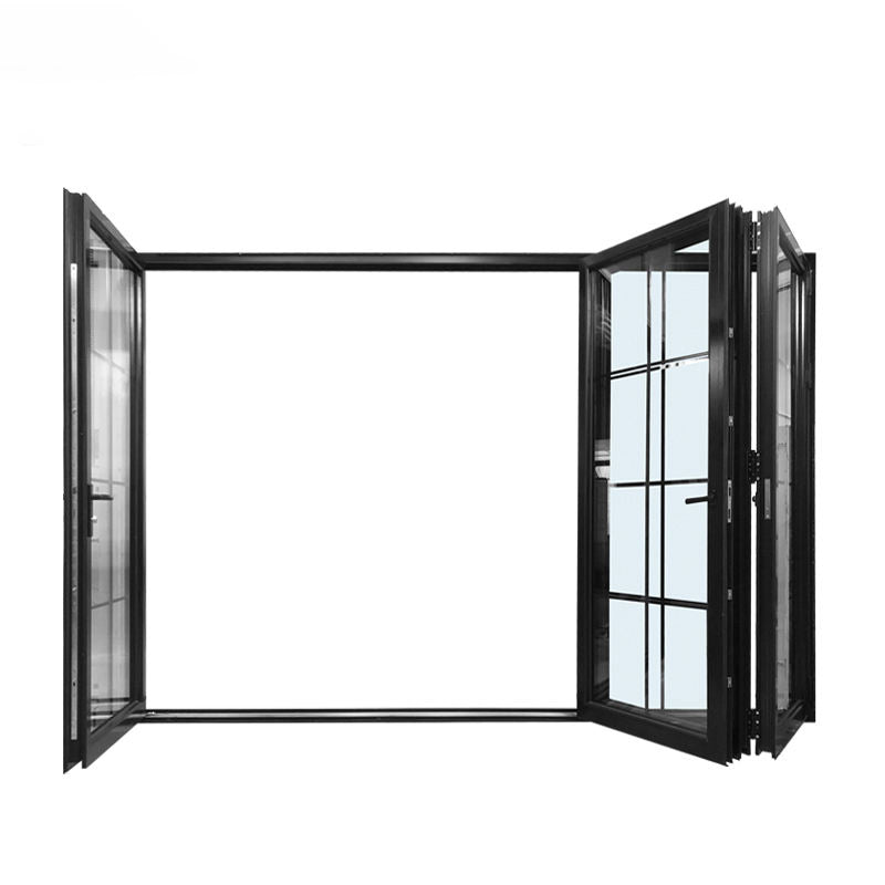 Rothnow® 75 Series aluminum French-style bifold door in black, 2400mm wide by 2300mm high, featuring multiple glass panels.