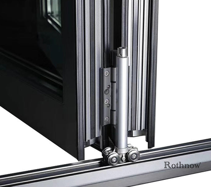 Rothnow® Aluminum Bifold Door 75 Series with thermal break, black finish, 2400mm wide and 2300mm high for residential use.