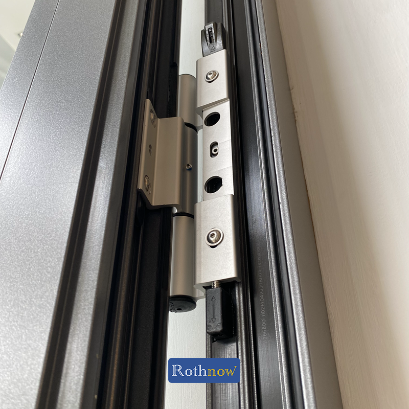 Rothnow® Aluminum Bifold Door 75 Series, black thermal break door with large glass panels, 2400mm wide by 2300mm high.