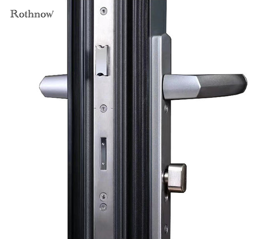 Rothnow® Aluminum 75 Series waterproof bifold door in black with 2400mm width and 2300mm height for modern exterior or interior use.