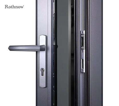 Rothnow Aluminum Door 75 Series waterproof bifold door, black finish, 2400mm wide by 2300mm high, designed for outdoor use.