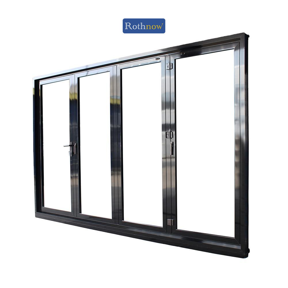 Rothnow Aluminum 75 Series Water Proof Bifold Door, black finish, 2400mm wide by 2300mm high, with a sleek modern design.