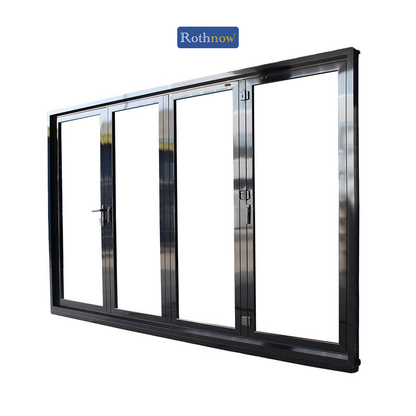 Rothnow Aluminum 75 Series Water Proof Bifold Door, black finish, 2400mm wide by 2300mm high, with a sleek modern design.