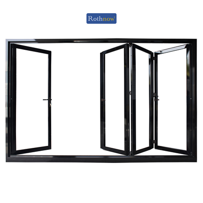 Rothnow® Aluminum Bifold Door 75 Series, waterproof, black finish, 2400mm wide by 2300mm high, durable aluminum construction.