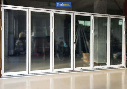 Rothnow® Aluminum Door 75 Series white bifold door with black frame, 2400mm wide x 2300mm high, modern door design