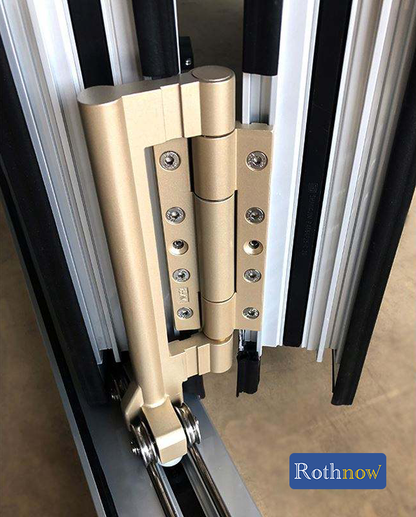 Rothnow® Aluminum Door 75 Series white bifold door with black frame, 2400mm W x 2300mm H, suitable for modern interiors.