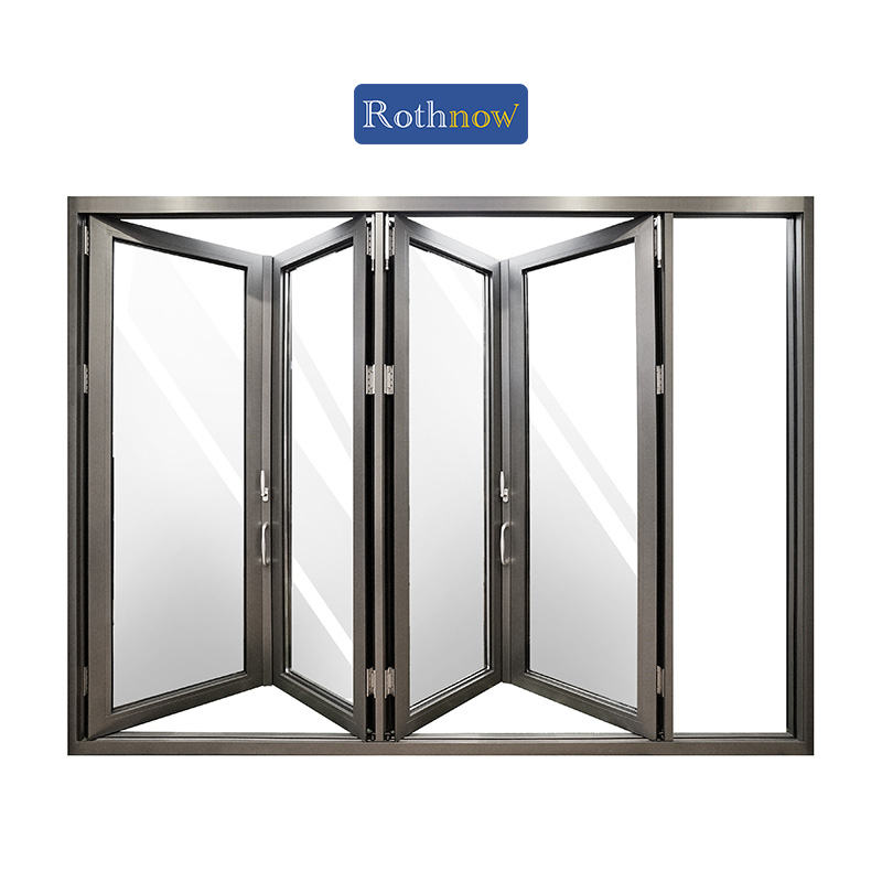 Rothnow® high-quality aluminum bifold door, 75 series, black finish, 2400mm wide by 2300mm high, designed for modern door applications.