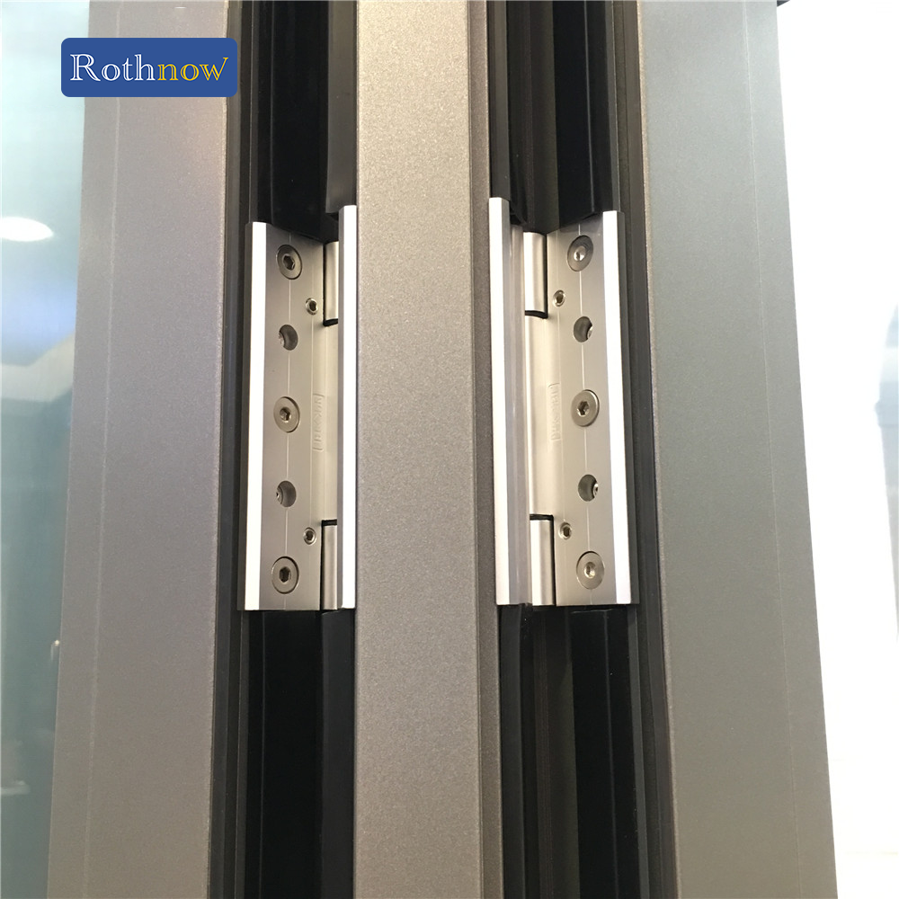 Rothnow® 75 Series high-quality aluminum bifold door, black finish, 2400mm wide and 2300mm high, suitable for modern interior spaces.