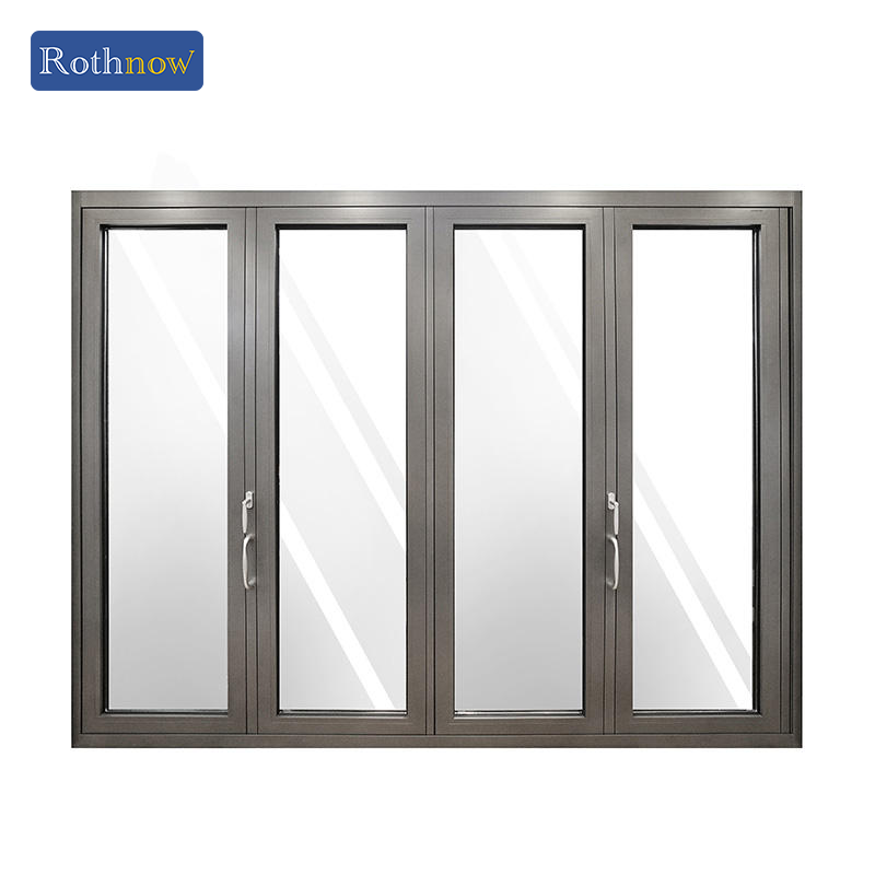 Rothnow® high-quality aluminum bifold door in black, 75 series, with 2400mm width and 2300mm height, showcasing sleek modern design.