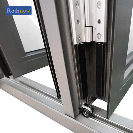 Rothnow® aluminum 75 Series bifold door, black finish, 2400mm wide by 2300mm high, high-quality residential door.