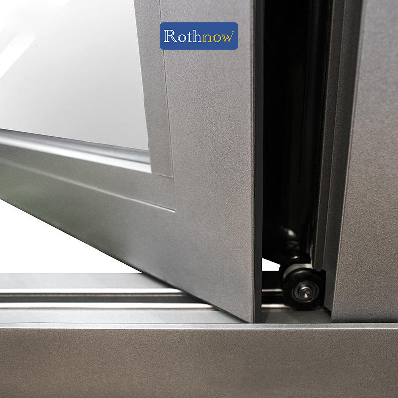 Rothnow® high-quality aluminum 75 Series bifold door, black finish, with sleek panels, 2400mm wide and 2300mm high.