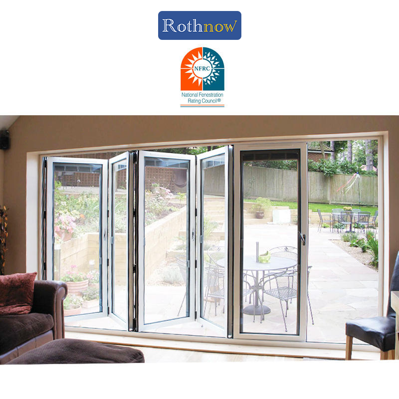 Rothnow® Hurricane Proof Aluminum Bifold Door 75 Series in black, measuring 2400mm wide by 2300mm high, with a sleek design.