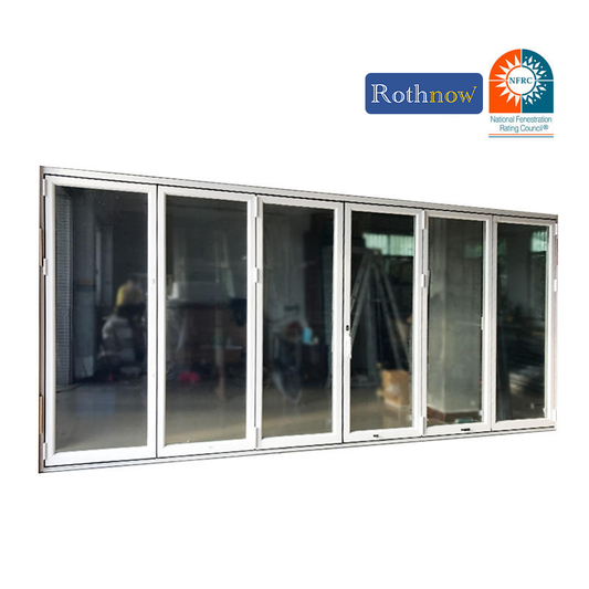 Rothnow Hurricane Proof Aluminum 75 Series Bifold Door, 2400mm wide by 2300mm high, black finish, sturdy and weather-resistant.