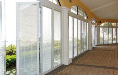 Rothnow® Hurricane Proof Aluminum Bifold Door, 75 Series, black, 2400mm wide by 2300mm high, sturdy and weather-resistant.