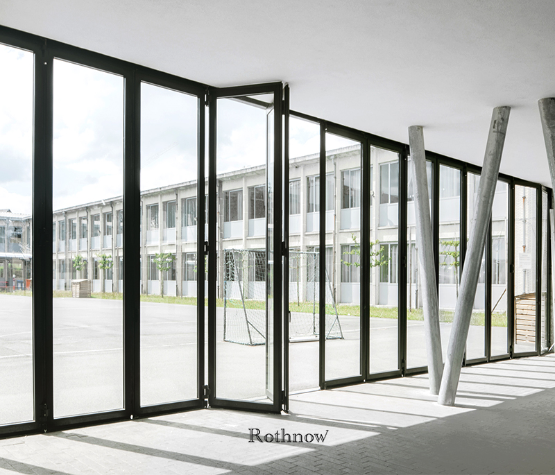 Rothnow Rust-resistant Aluminum Door 75 Series Bifold Door in black, 2400mm wide by 2300mm high, with a sleek, modern design.