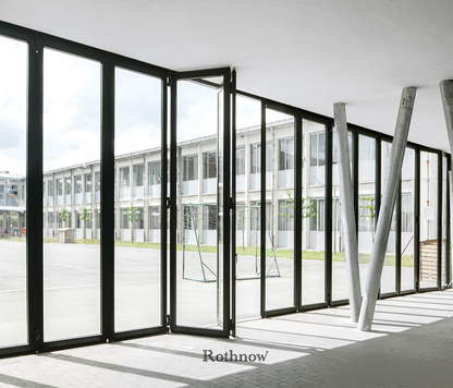 Rothnow Rust-resistant Aluminum Door 75 Series Bifold Door in black, 2400mm wide by 2300mm high, with a sleek, modern design.
