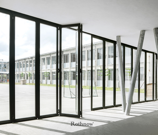 Rothnow Rust-resistant Aluminum Door 75 Series Bifold Door in black, 2400mm wide by 2300mm high, with a sleek, modern design.