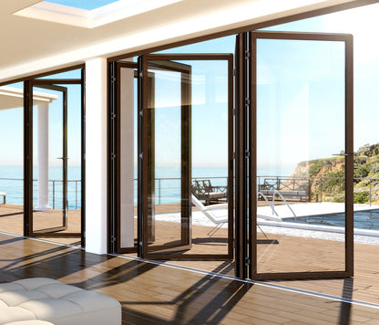 Rothnow Rust-resistant Aluminum Door 75 Series Bifold Door, black finish, 2400mm wide by 2300mm high, durable outdoor door