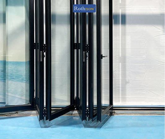 Rothnow® Rust-resistant Aluminum Bifold Door, 75 Series, black finish, 2400mm x 2300mm, designed for durable exterior or interior use.