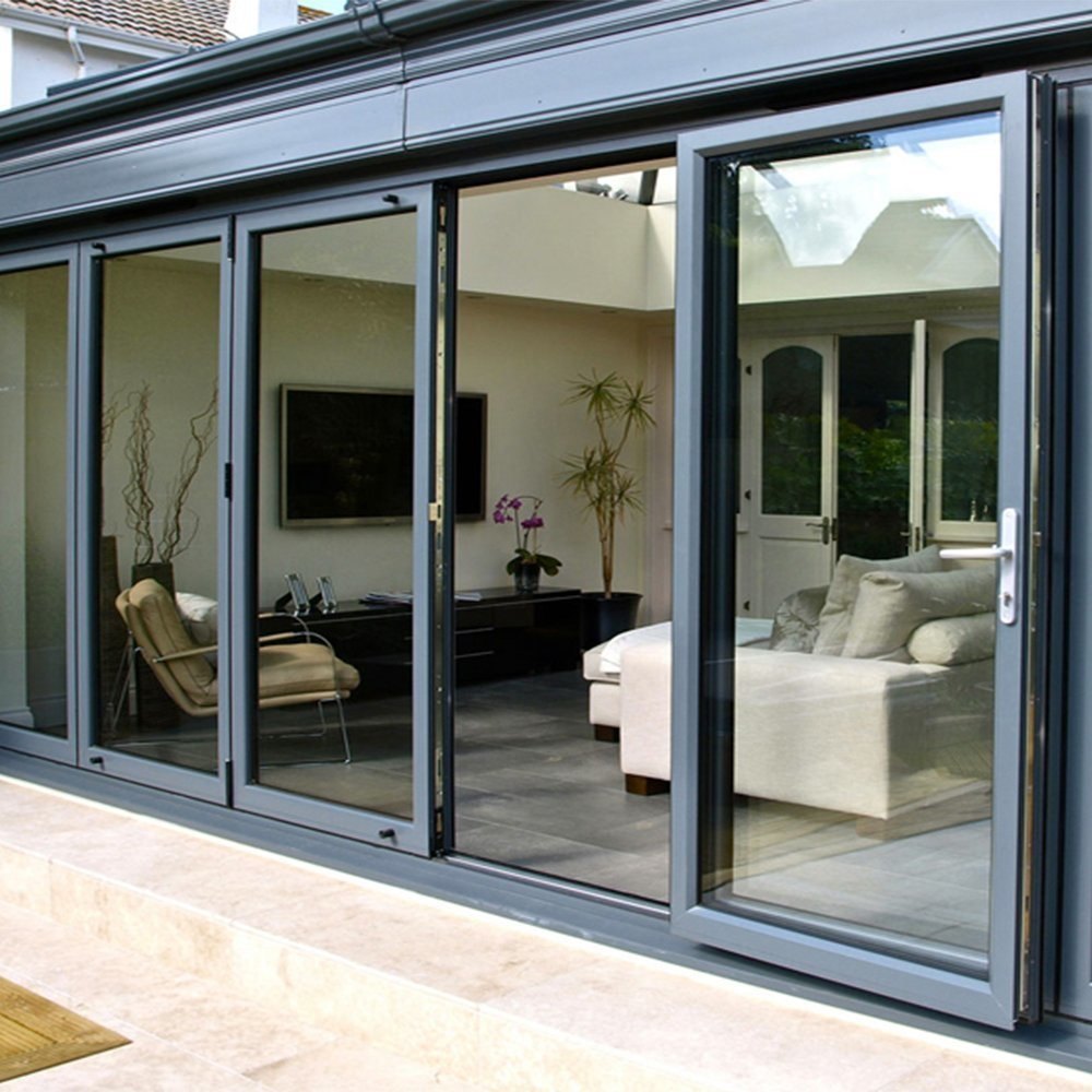 Rothnow® Aluminum Sliding Door from 120 Series with black finish, thermal break design, 2700mm W x 2200mm H, modern exterior door