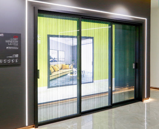 Rothnow® Aluminum 190 Series Sliding Door in black, 2700mm wide by 2200mm high, featuring sleek modern design.
