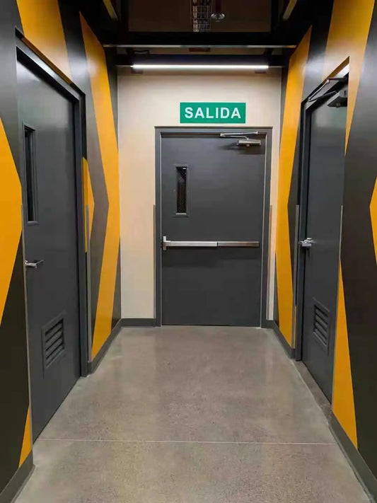 Steel fire-rated door by Rothnow, 3W x 7H, UL Certified steel door for fire safety and security.