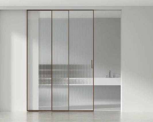 Rothnow® aluminum sliding door with 16x28 series super slim frame, clear glass, white finish, measuring 3940mm W x 2280mm H.