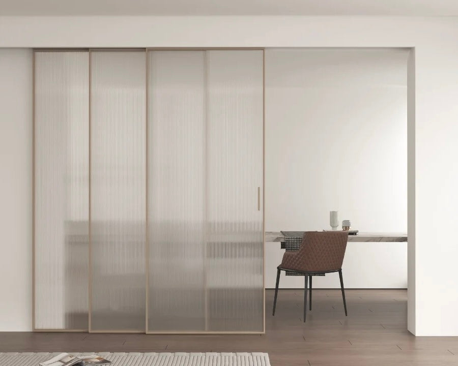 Rothnow® aluminum sliding door with clear glass, 16x28 series, super slim frame, white finish, measuring 3940mm by 2280mm