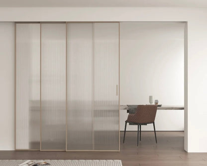 Rothnow® aluminum sliding door with clear glass, 16x28 series, super slim frame, white finish, measuring 3940mm by 2280mm