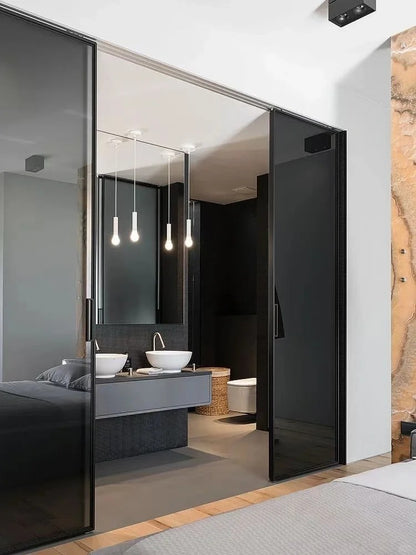 Rothnow aluminum sliding wardrobe door with clear glass in a slim 16x35 series frame, white finish, measuring 3940mm W x 2280mm H.