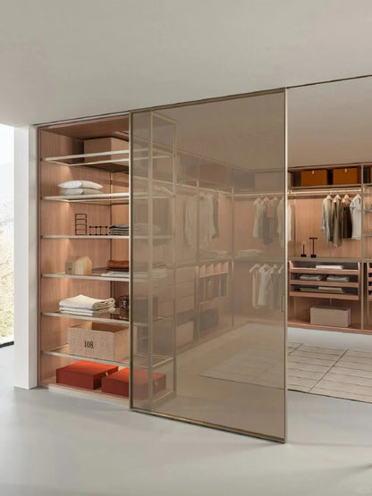 Rothnow aluminum sliding wardrobe door with clear glass, white finish, 16x35 series slim frame, 3940mm wide by 2280mm high