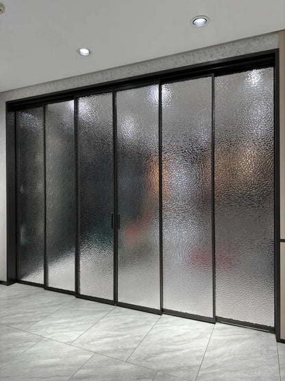 Rothnow aluminum 16x35 series slim frame sliding door with clear stone glass, white finish, and modern design.