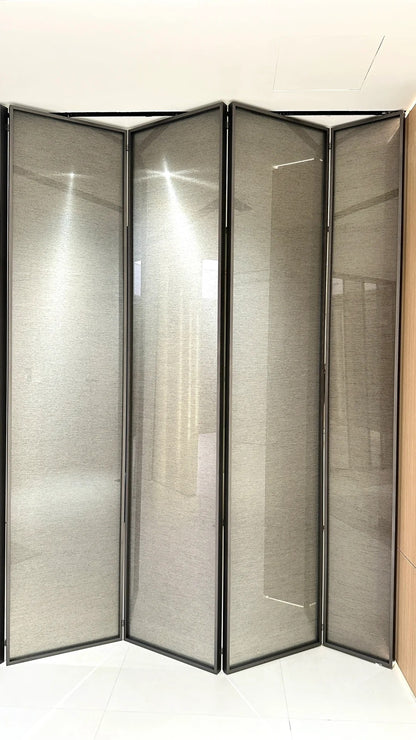 Rothnow® Aluminum 16x45 Series Slim Frame Bi-fold Door with clear glass and white finish, showcasing folding door design